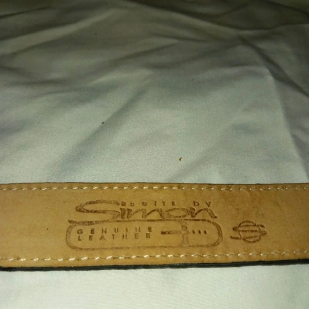 B.B. Simon Leather Croc Embossed  Vtg. BELT - Two Tone Ornate Buckle Spain 32